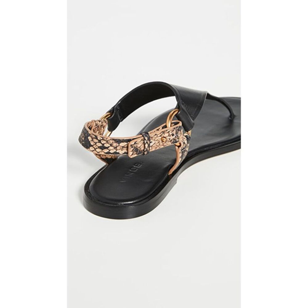 VINCE. Womens Black Comfort T-Strap Pharis Round Toe Leather Thong Sandals 5 M - Picture 2 of 4
